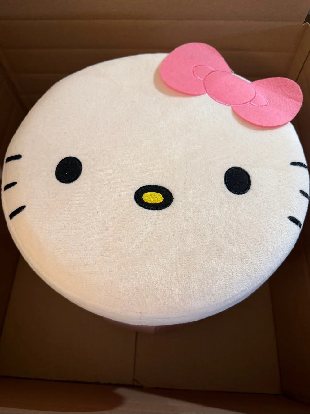 Hello Kitty Cream Pink Bow Plush Accent Stool